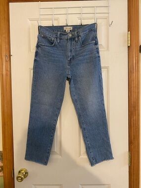 Madewell Medium Wash Straight Crop Jeans - Blue Denim